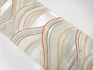 波に花古典柄模様織り出し袋帯